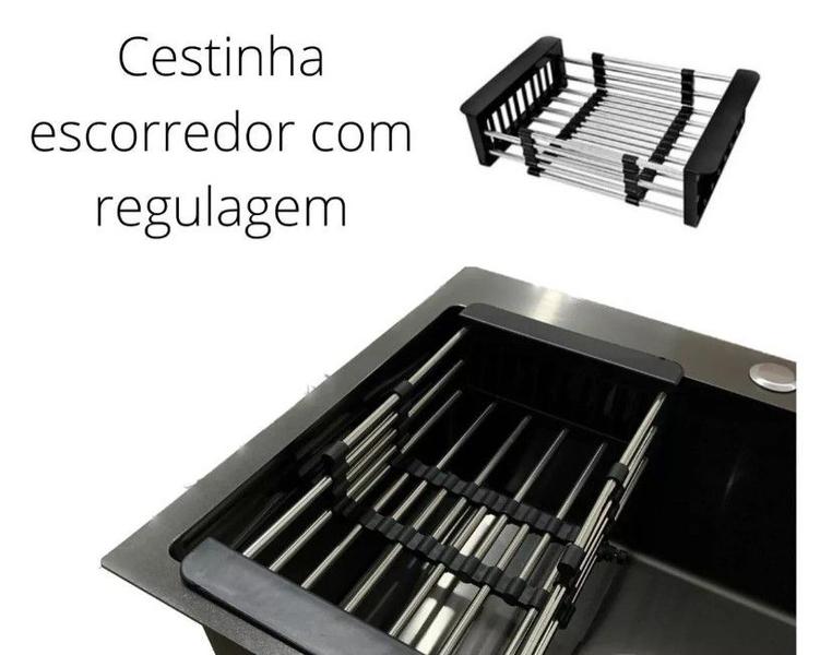 Imagem de Pia De Cozinha Metal 50x40x20 Inox Preta Gourmet Moderna Cuba De Luxo