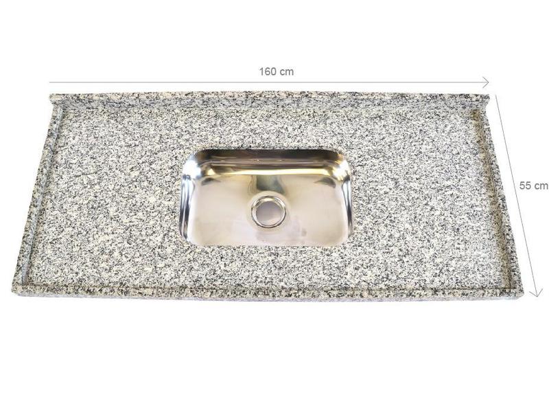 Imagem de Pia de Granito para Cozinha Levorato Corumbá  160x55cm  Granito Cinza Corumbá