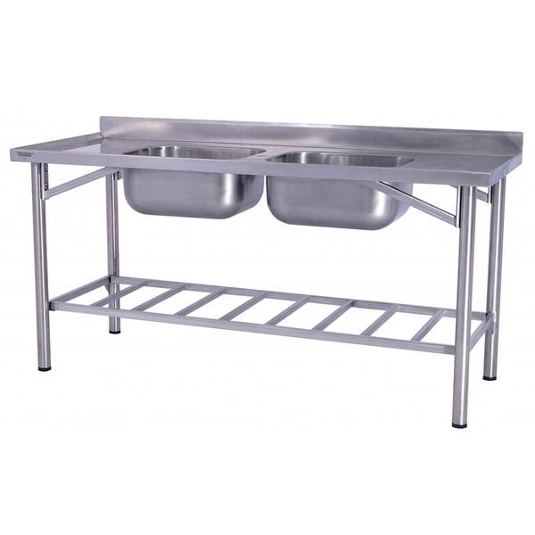 Imagem de Pia Industrial Benfati Inox 304 180x70cm Paneleiro Gradeado com 2 Cubas 640GR