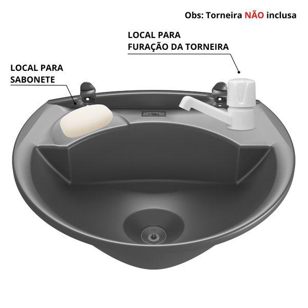 Imagem de Pia Lavatório 4L Cinza + Sifão Sanfonado Universal + Veda Rosca