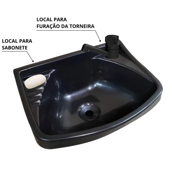 Pia Lavatório Banheiro 4,8L + Sifão+ Torneira + Engate+Broca - Astra Imagem de Pia Lavatório Banheiro 4,8L + Sifão+ Torneira + Engate+Broca
