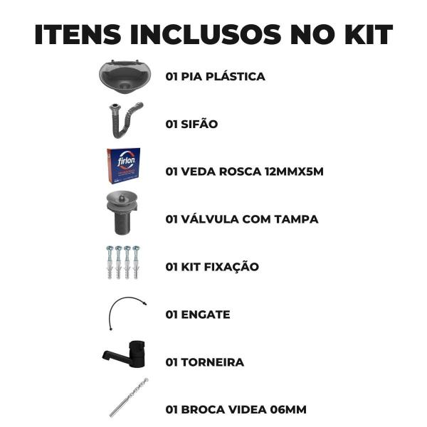 Pia Lavatório Banheiro 4L+ Sifão + Torneira + Engate + Broca - Astra Imagem de Pia Lavatório Banheiro 4L+ Sifão + Torneira + Engate + Broca