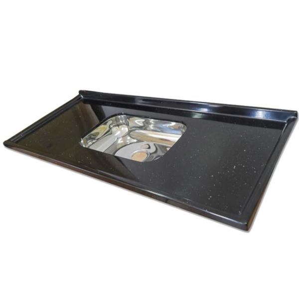 Pia Marmorite Preta 1,2 Metro com Cuba em Inox - 110030929 - CORSO - Irmãos Corso Imagem de Pia Marmorite Preta 1,2 Metro com Cuba em Inox - 110030929 - CORSO