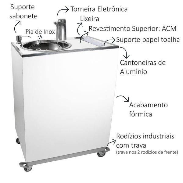 Imagem de Pia Portátil Completa com Torneira Eletrônica Cinza - ULTRA Móveis