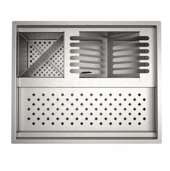 Imagem de Pia Quadrada  Aço Inox C/ Valvula E Escorredor Calha P/ 48 cm