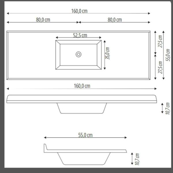 Imagem de Pia Sintética para Cozinha 160cm X 55cm