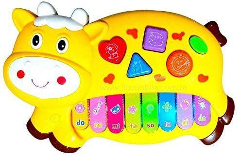 Pianinho Bebe Brinquedo Infantil Educativo Musical Baby - Vaquinha(Amarelo) - DM TOYS Imagem de Pianinho Bebe Brinquedo Infantil Educativo Musical Baby - Vaquinha(Amarelo)