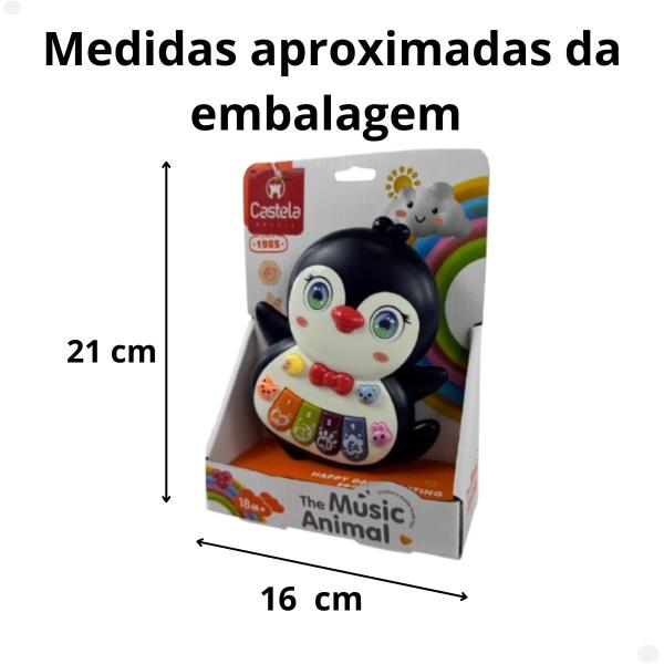 Imagem de Pianinho Infantil Musical Educativo Pinguim Som Luz Melodia Bebe Castela