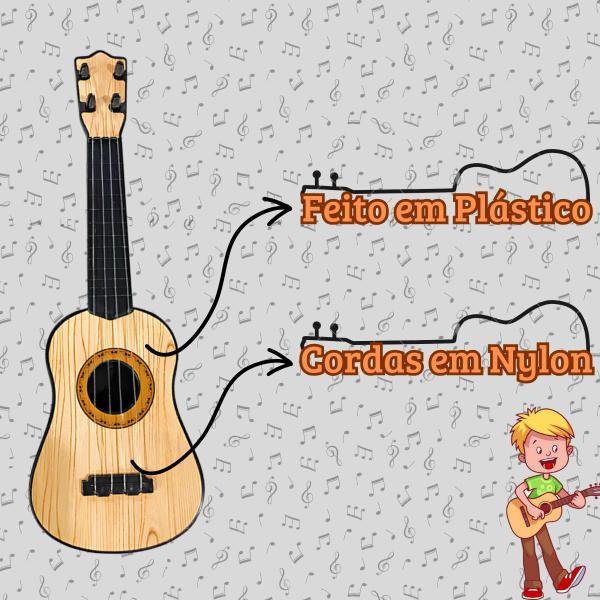 Imagem de Pianinho Musical Animais Fazendinha Infantil + Mini Violão 4 Cordas 28cm Feito Em Plástico Art Brink