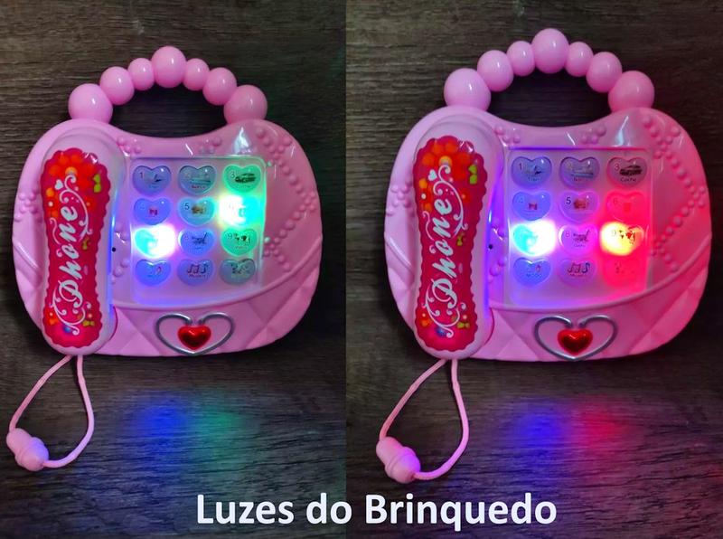 Imagem de Pianinho Musical Infantil Telefone com Luz Músicas Sons Rosa