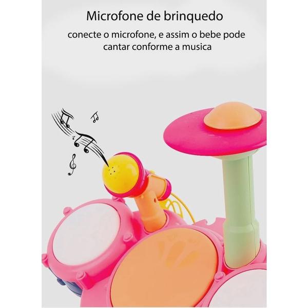 Imagem de Piano Bebe Bateria Drum Musical Microfone Infantil Educativo!