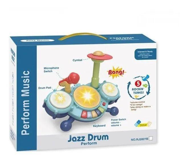 Imagem de Piano Bebe Bateria Drum Musical Microfone Infantil Educativo!(Verde)