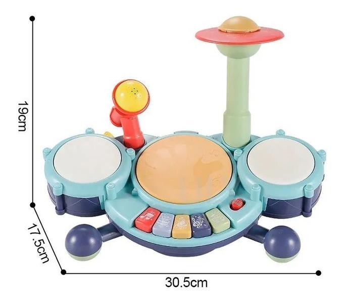 Imagem de Piano Bebe Bateria Drum Musical Microfone Infantil Educativo!(Verde)