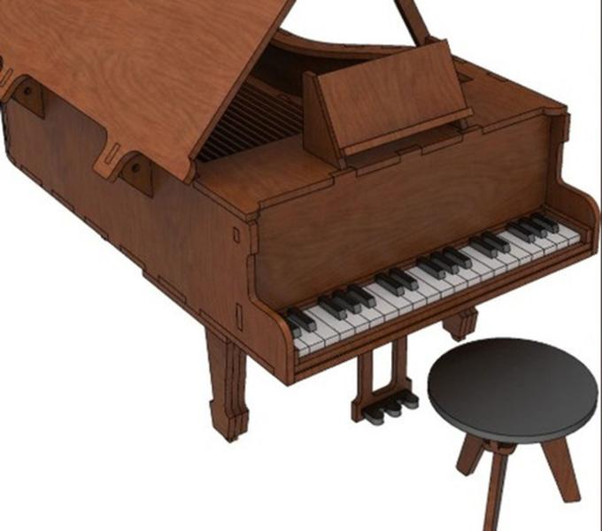 Imagem de Piano De Calda Instrumentos Musicais  Quebra Cabeça Em Mdf