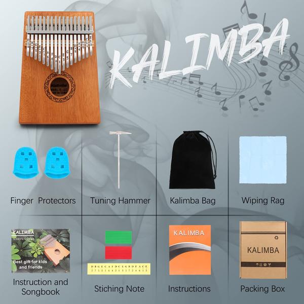 Imagem de Piano de polegar Kalimba YUNDIE 17 teclas Mbira Finger Piano marrom