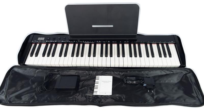 Imagem de Piano Eletrônico 61 Teclas Arranjador Konix - PH61-S MIDI e Bateria Recarregável 