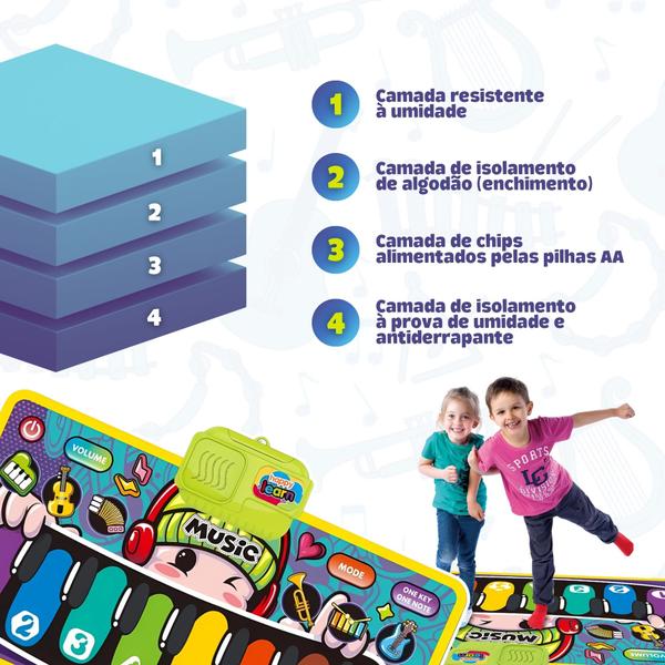 Imagem de Piano Infantil Tapete Musical Teclado Educativo Criança Bebê