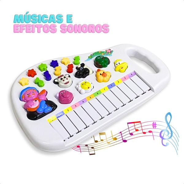 Imagem de Piano Musical De Brinquedo Animais 12 Teclas Bichinhos Infantil Teclado Pianinho Tecladinho Com Pilhas