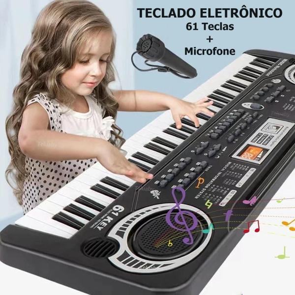 Imagem de Piano Teclado Eletrônico 61 Teclas + Microfone