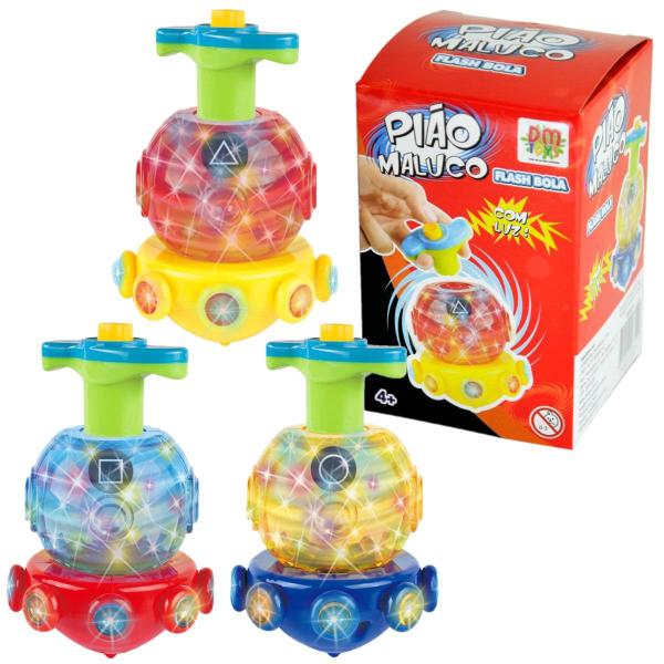 Imagem de Pião Maluco Flash Bola Brinquedo Infantil Com Luz E Lançador