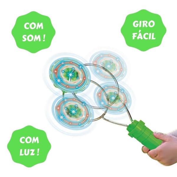 Imagem de Piao Maluco Flash Giro Verde DM Toys com Luz Gira Facil Brinquedo Infantil Recreativo