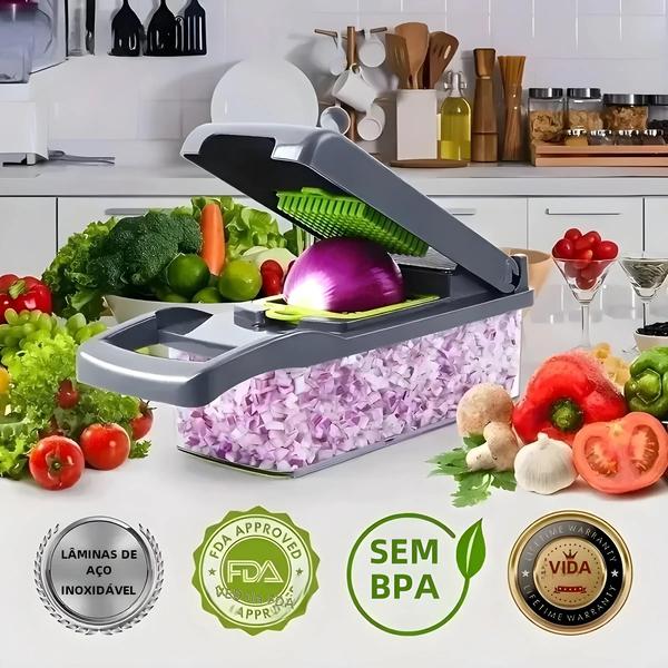 Imagem de Picador de Vegetais Multifuncional 14/16 em 1 - Fatiador e Dicer com Grelha