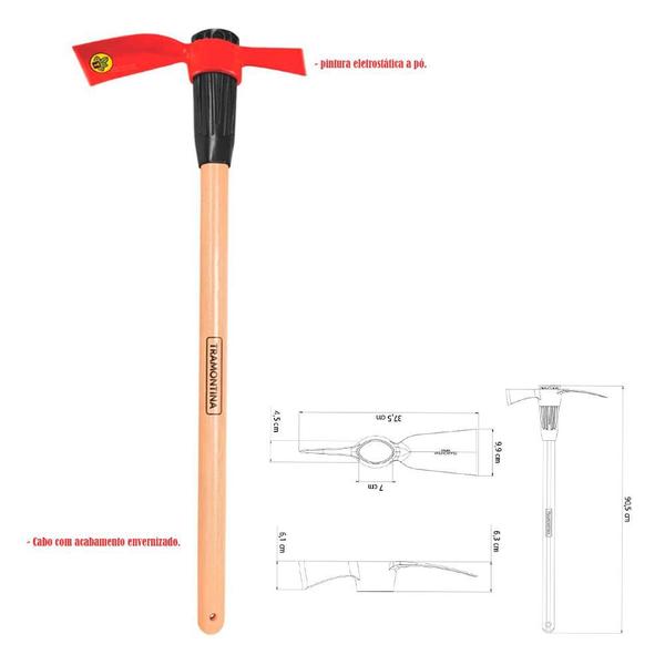 Imagem de Picareta Chibanca em Aço Tamanho 4 com Cabo de Madeira 90 cm 77305543 TRAMONTINA