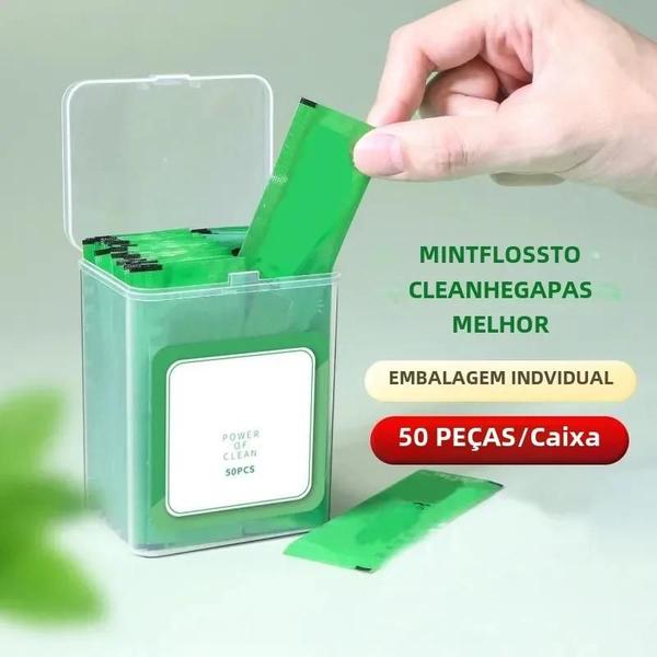 Imagem de Picaretas de Fio Dental com Sabor de Hortelã - 50 Peças Descartáveis