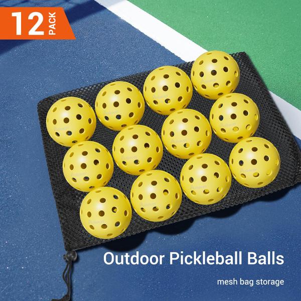 Imagem de Pickleball Balls Asbocer 40 furos, pacote com 12 furos, ao ar livre, com bolsa de malha