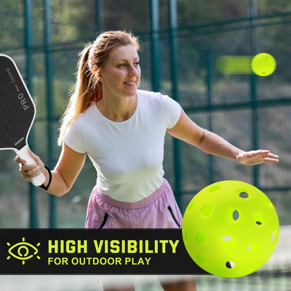 Imagem de Pickleball Balls Sukeen Outdoor, 40 furos, pacote com 12 buracos e bolsa de malha