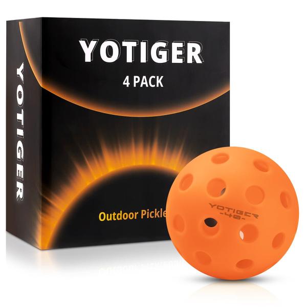 Imagem de Pickleball Balls YOTIGER, pacote com 4, 40 furos, laranja ao ar livre