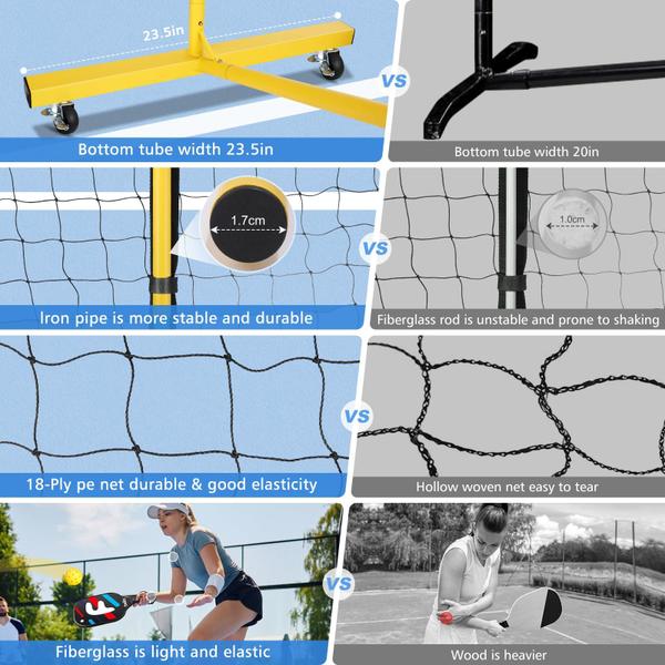 Imagem de Pickleball Net Fostoy Portable com rodas Quadra de 22 pés e 11 pés