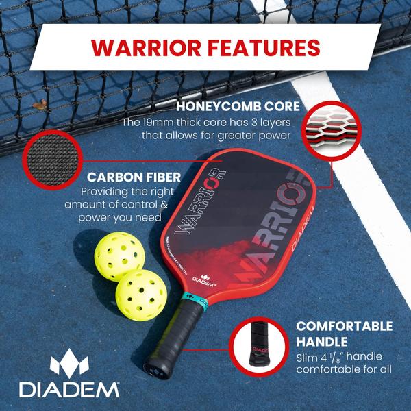 Imagem de Pickleball Paddle Diadem Warrior 3X L-Core Hybrid Red