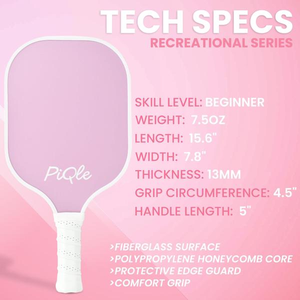 Imagem de Pickleball Paddle PiQle Cute Pink Fiberglass Fiber Light