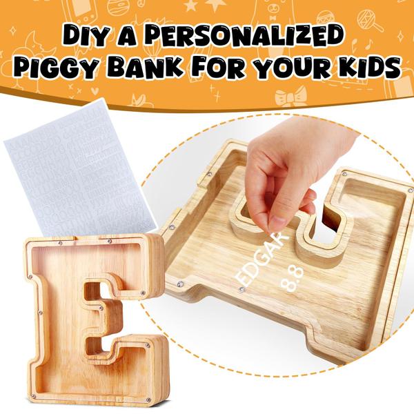 Imagem de Piggy Bank UbeeSize Large Wooden personalizado para crianças