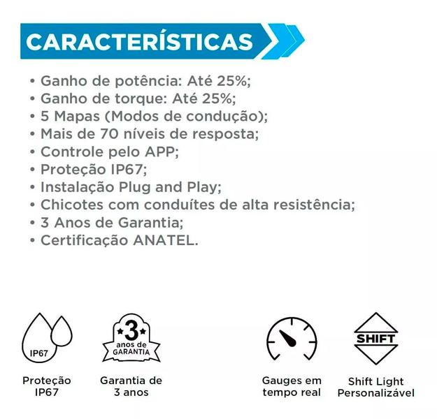 Imagem de PiggyBack Faaftech Chip Potência Strada 1.0 T200 2024 Toro 1.3 T270 2021 à 2024 Até +25% Potência