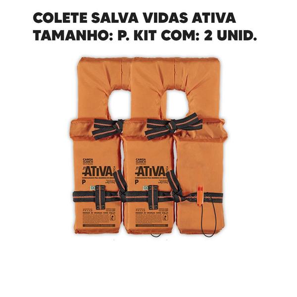 PIII Colete Salva Vidas Ativa 3 Canga Homologado Tam P Kit C/2 Imagem de PIII Colete Salva Vidas Ativa 3 Canga Homologado Tam P Kit C/2