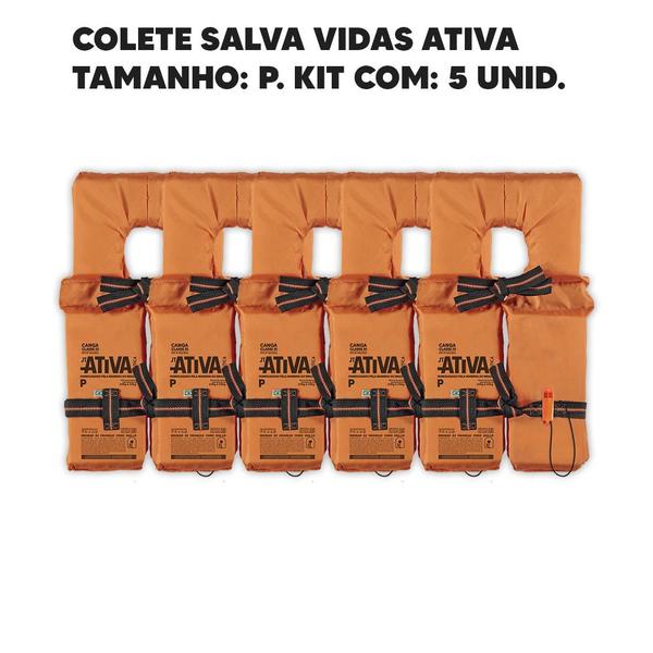 Imagem de PIII Colete Salva Vidas Ativa 3 Canga Homologado Tam P Kit C/5