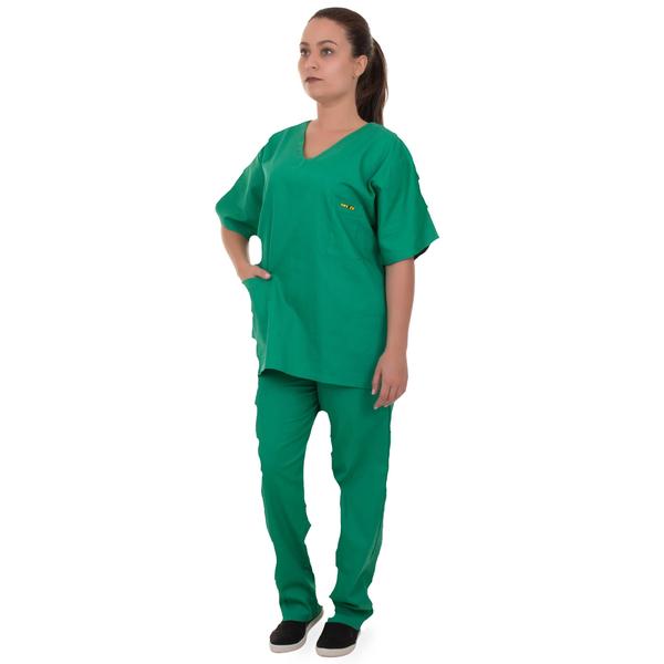 Imagem de Pijama Cirúrgico Scrub 100% Algodão Verde Bandeira Unissex Artipé