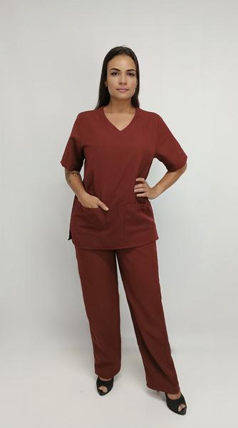 Imagem de Pijama Cirurgico Scrub Feminino Manga Curta Oxford - Vinho