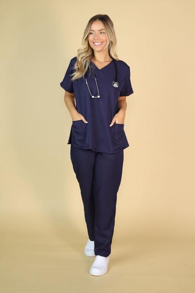 Imagem de Pijama Cirúrgico Tradicional Scrub Privativo Enfermagem Odonto Veterinaria AZUL MARINHO,G