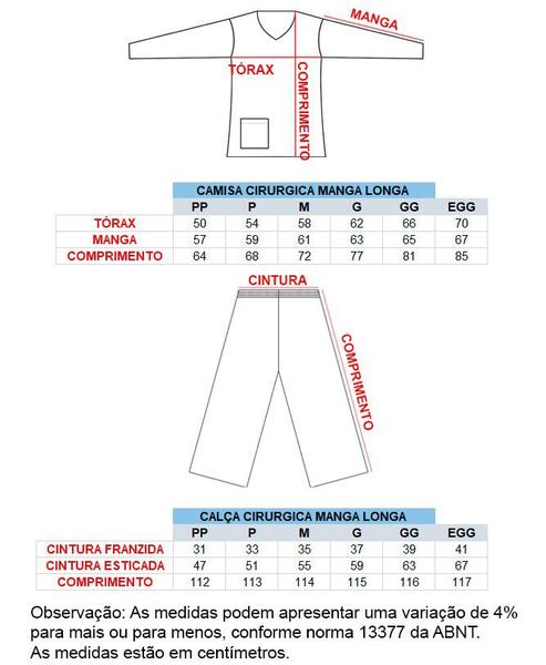 Imagem de Pijama uniforme centro cirúrgico algodão manga longa