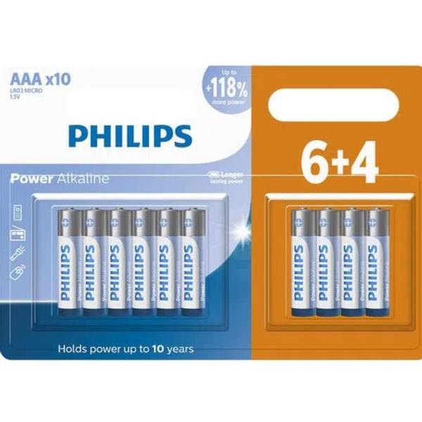 Imagem de Pilha Aa Philips Alcalina Pack C/10 Pilhas Aa Power Alkaline