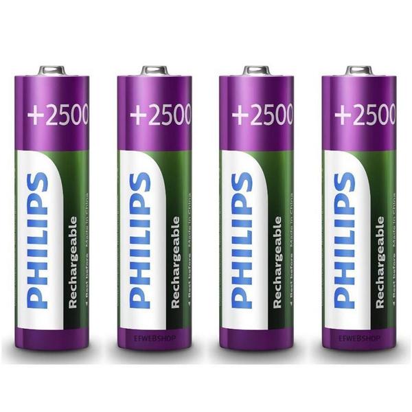 Imagem de Pilha AA recarregável Philips 2500mAh - cartela com 4 unidades