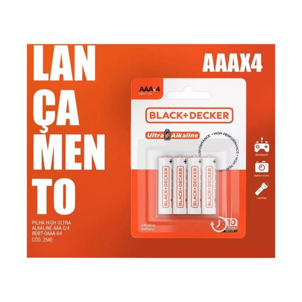 Imagem de Pilha AAA LR03 Blister Black + Decker Alcalina kit 4 un.