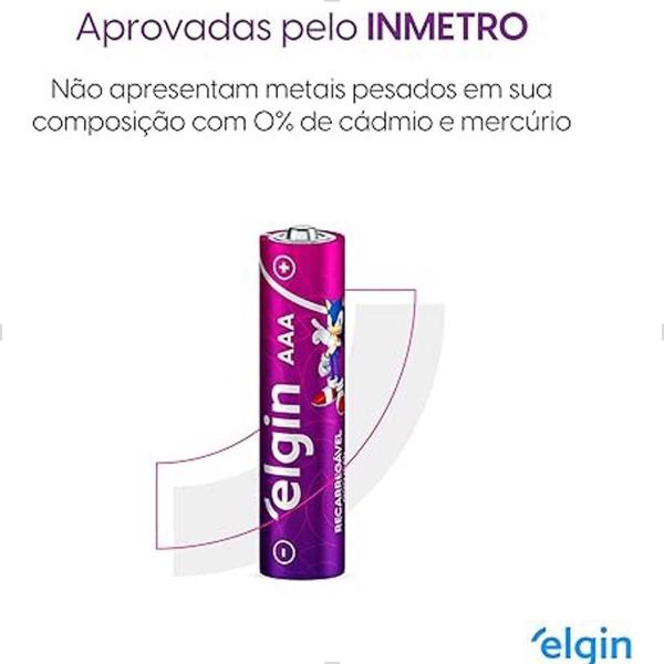 Imagem de Pilha Aaa Recarregável Palito 900Mah Cartela Com 2 Elgin