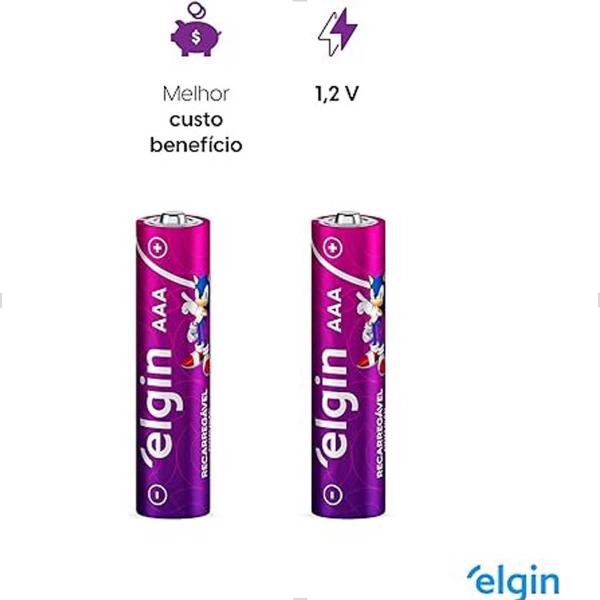 Imagem de Pilha Aaa Recarregável Palito 900Mah Cartela Com 2 Elgin