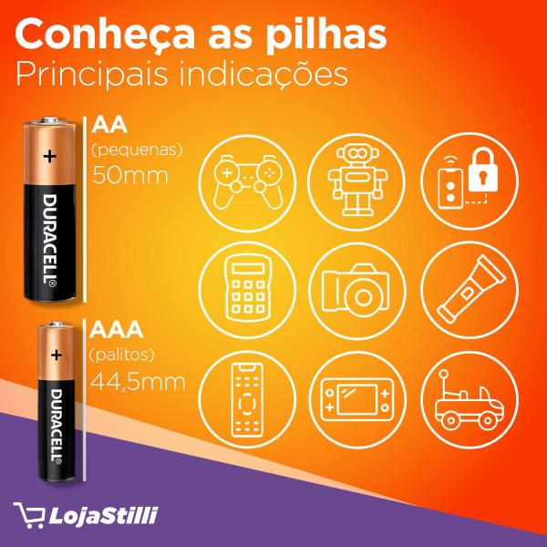Imagem de Pilha Alcalina AAA Duracell Bateria 3A Palito 4 unidades