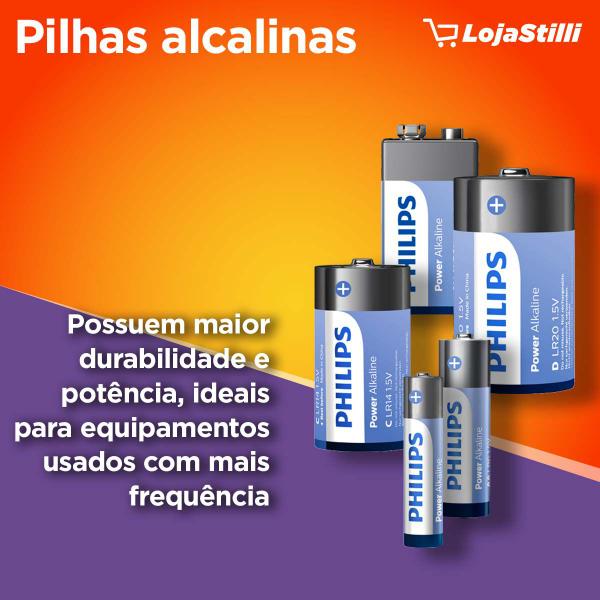 Imagem de Pilha Alcalina D Philips Bateria Grande LR20 kit 4 unidades