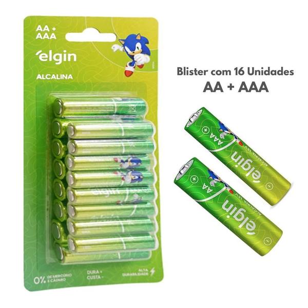 Imagem de Pilha Alcalina Elgin Aa + Aaa Blister Com 16 Unidades